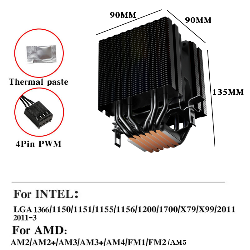6 warmtepijpen CPU-luchtkoeler - Air Cooler Cpu recensie en prijs